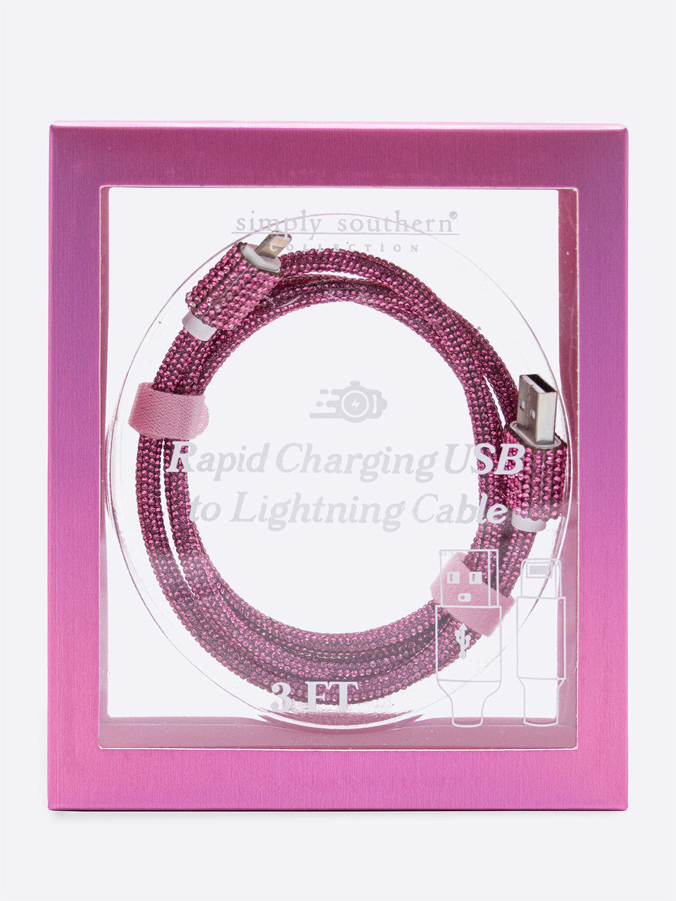 Pink Sparkle Rapid Charging Lightning to USB Cable