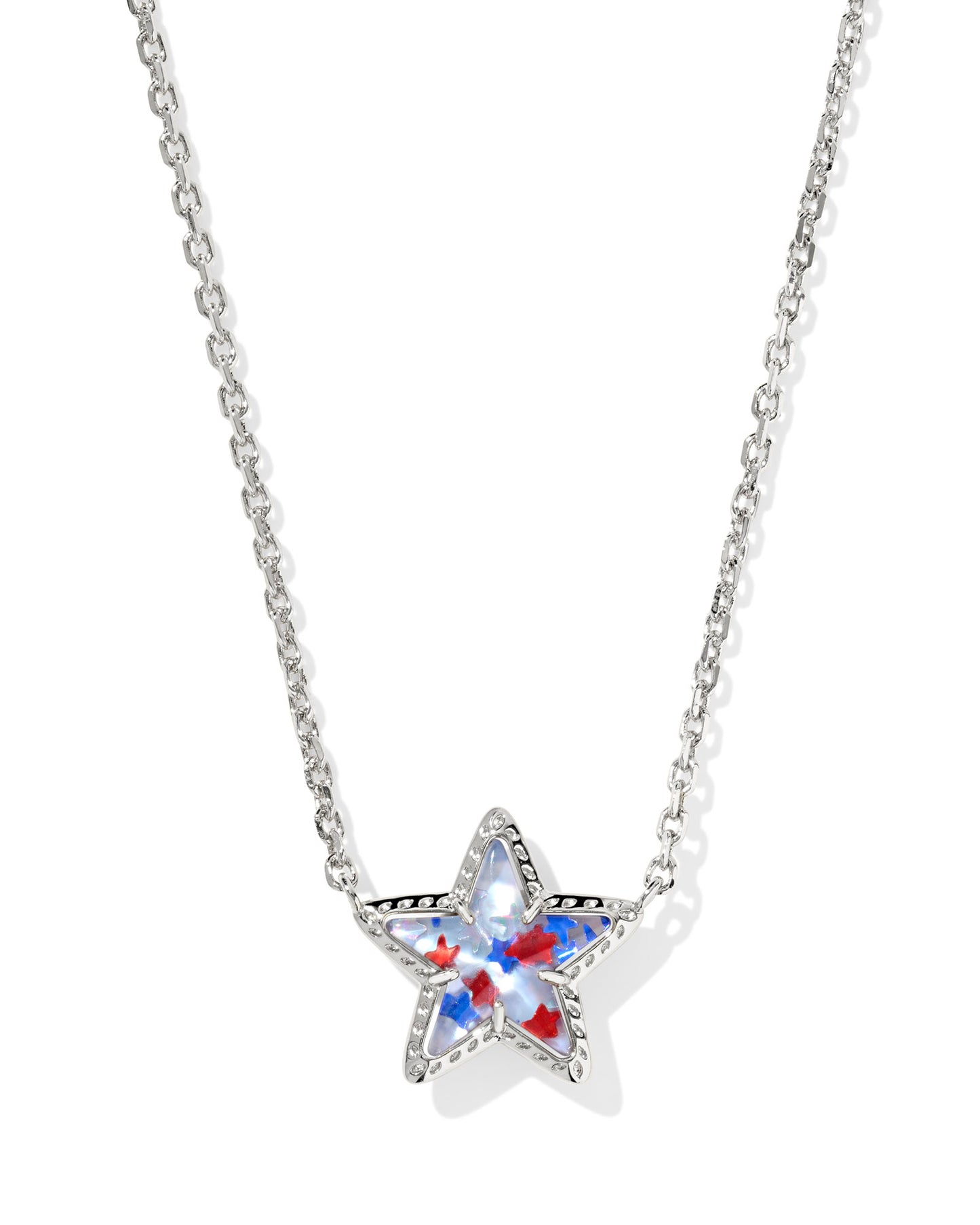 Cassidy Star Necklace Rhodium Red White Blue