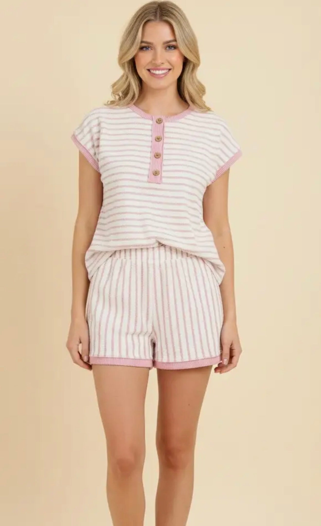 Stripe Two Piece Set- Pink