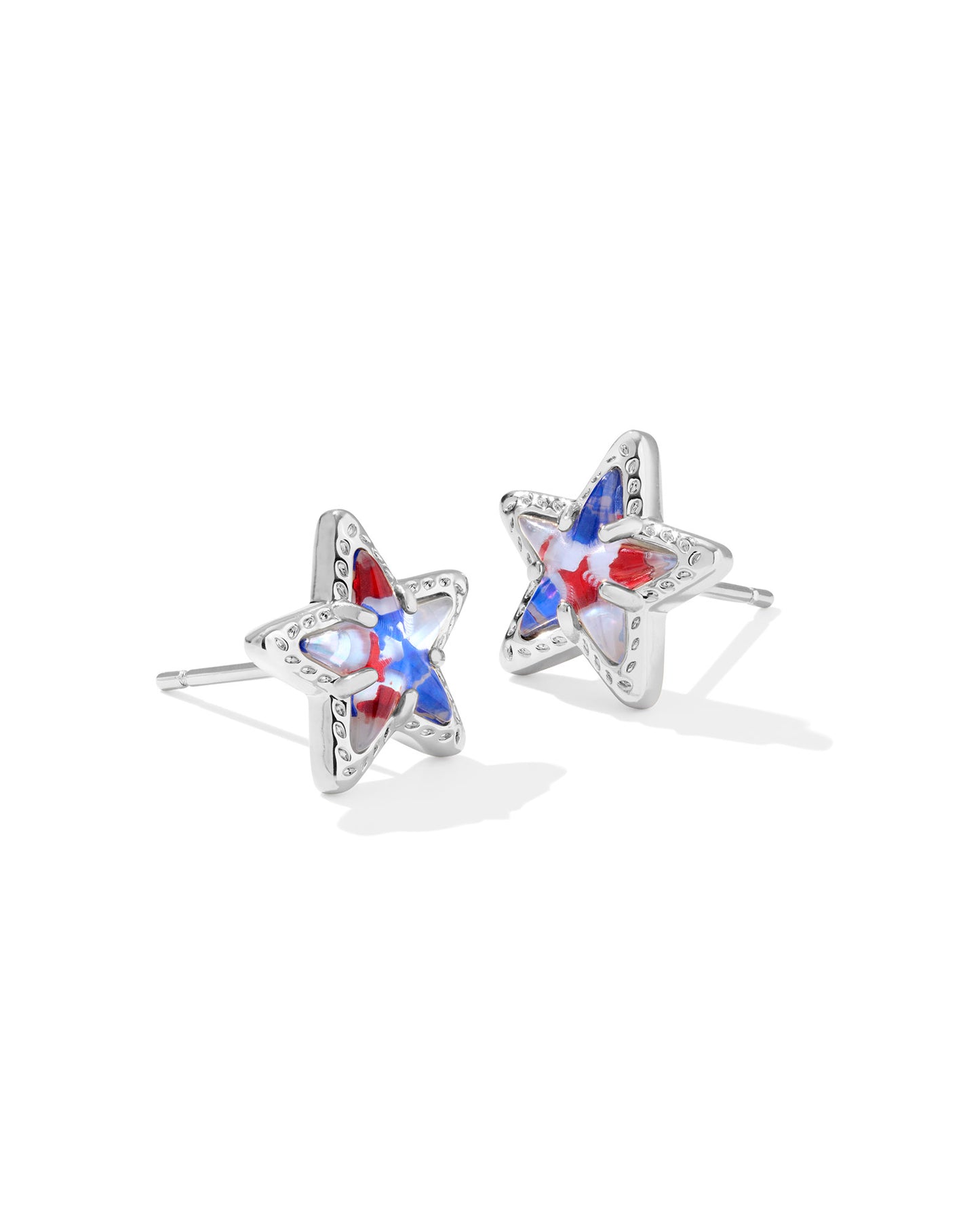 Cassidy Stud Ear Rhodium Red White Blue