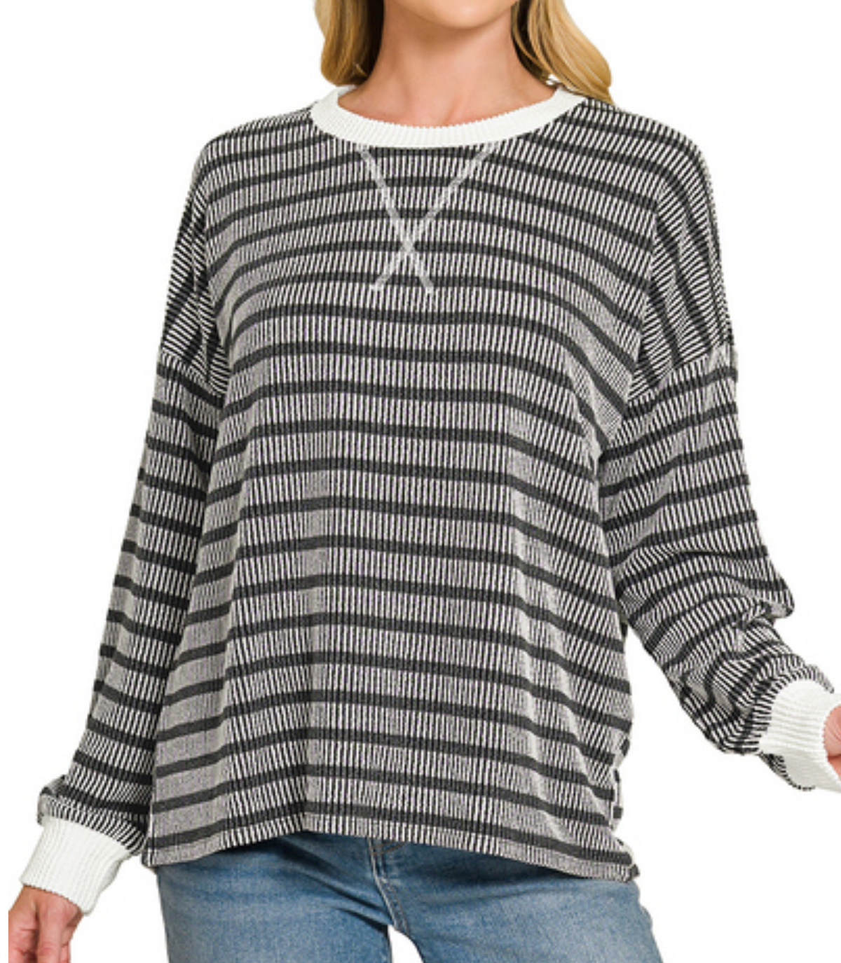 Black Raised Rib Top