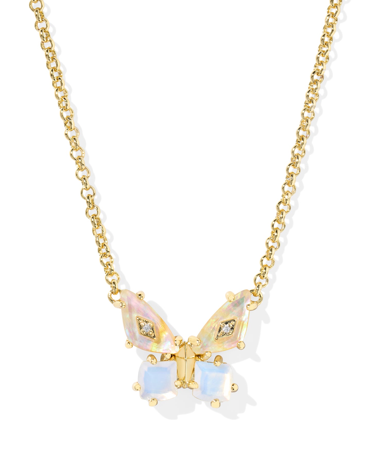 Bianca Butterfly Necklace Gold Iridescent White Mix
