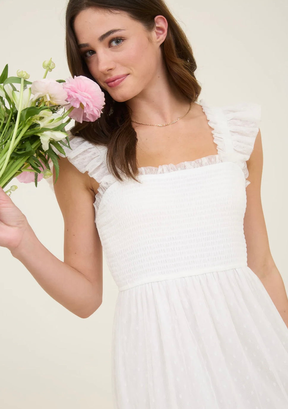 Smocked Ruffle Mini Dress