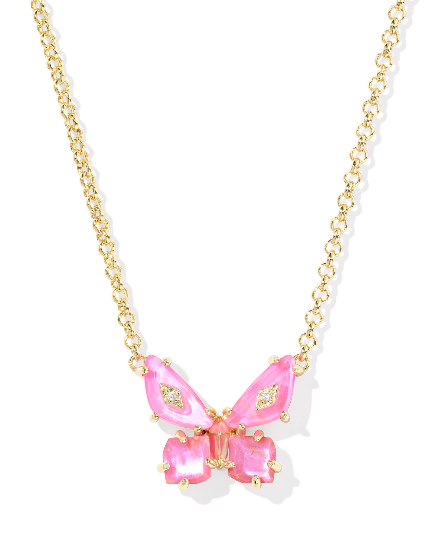 Bianca Butterfly Necklace Gold Pink Mix
