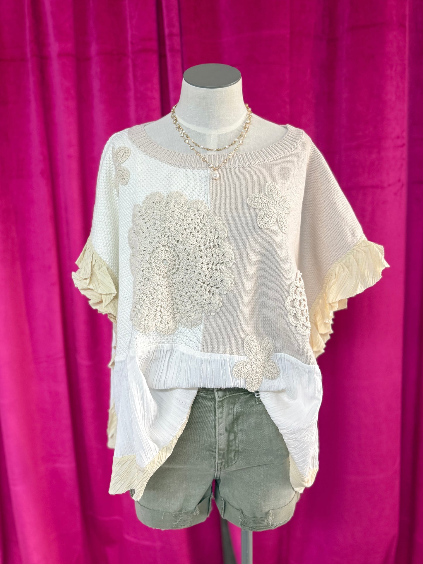 Sweater Patch Work Floral Top