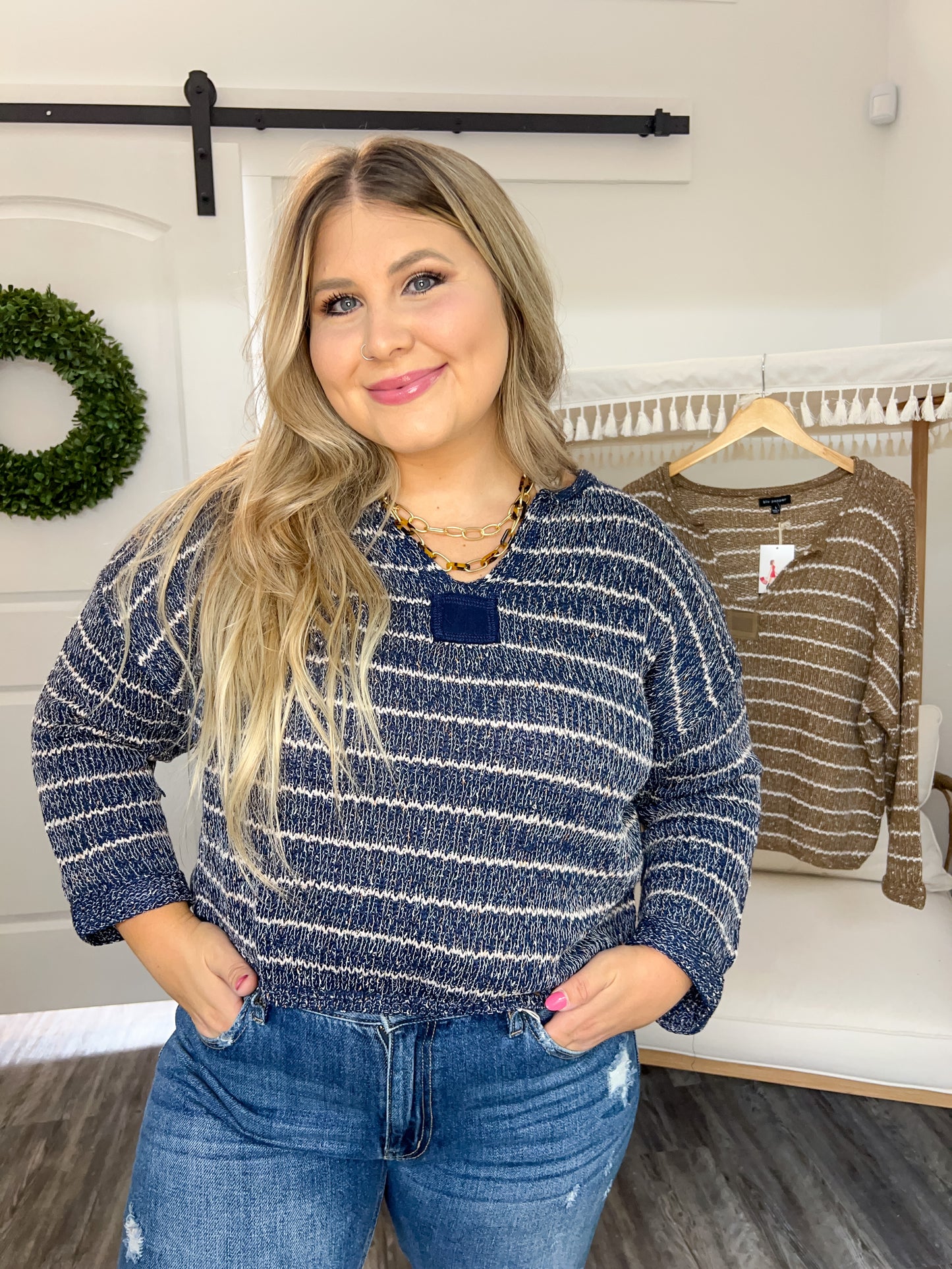 Drop Shoulder Knit Sweater