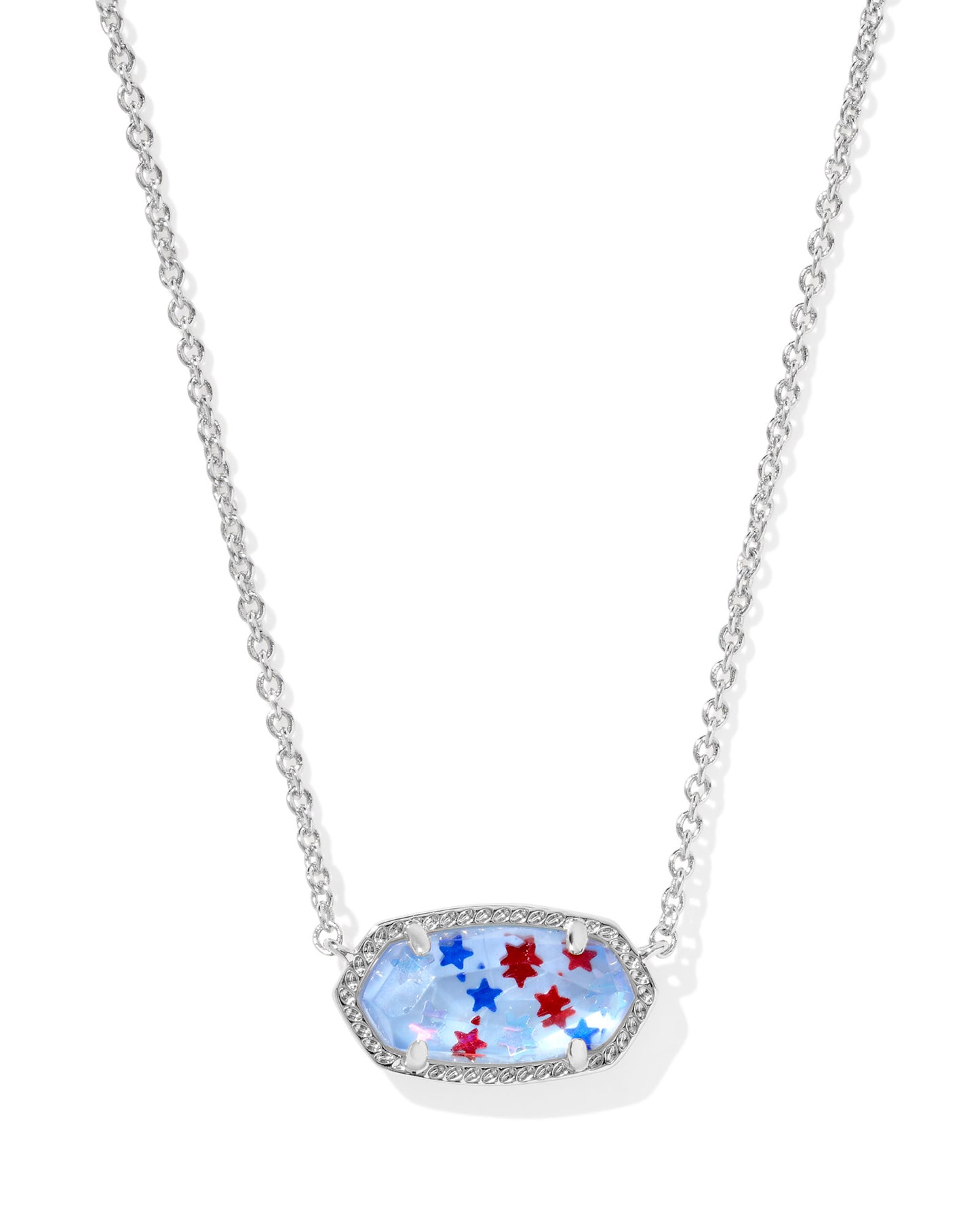 Elisa Necklace Rhodium Red White Blue Star