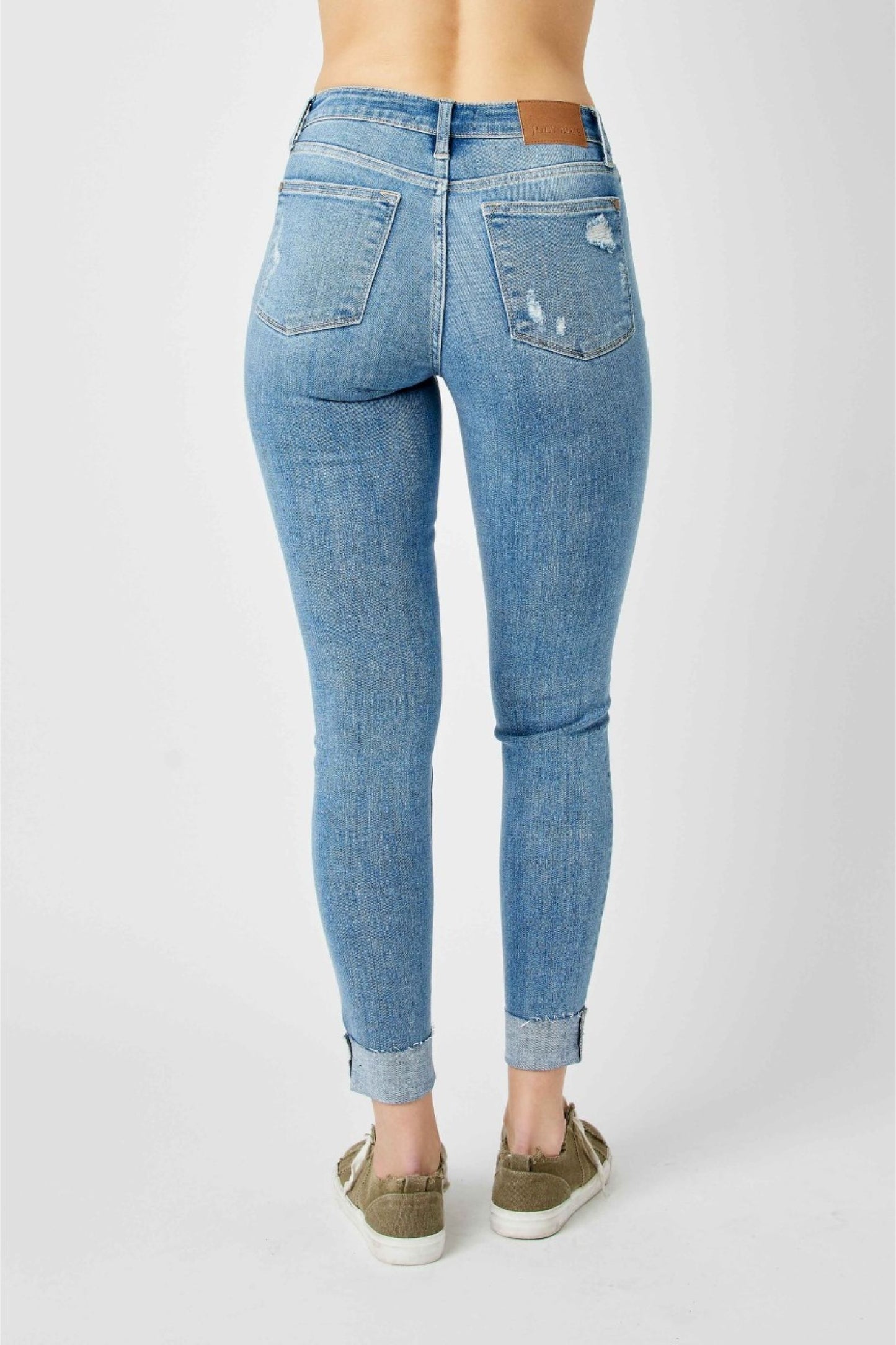 Judy Blue Mid Rise Destroy & Cuffed Skinny
