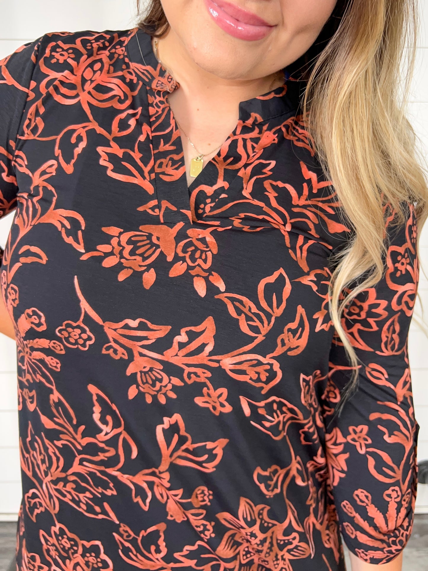 Black/Rust Floral Scarlett Dress