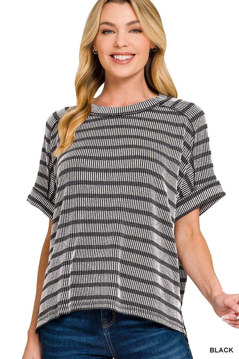 Raised Rib Stripe Top
