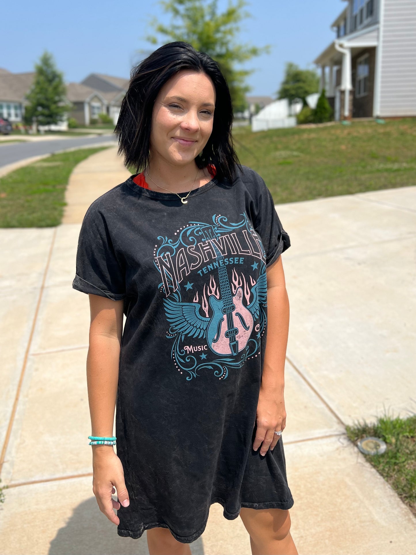 Nashville Music City Graphic Tee Dress