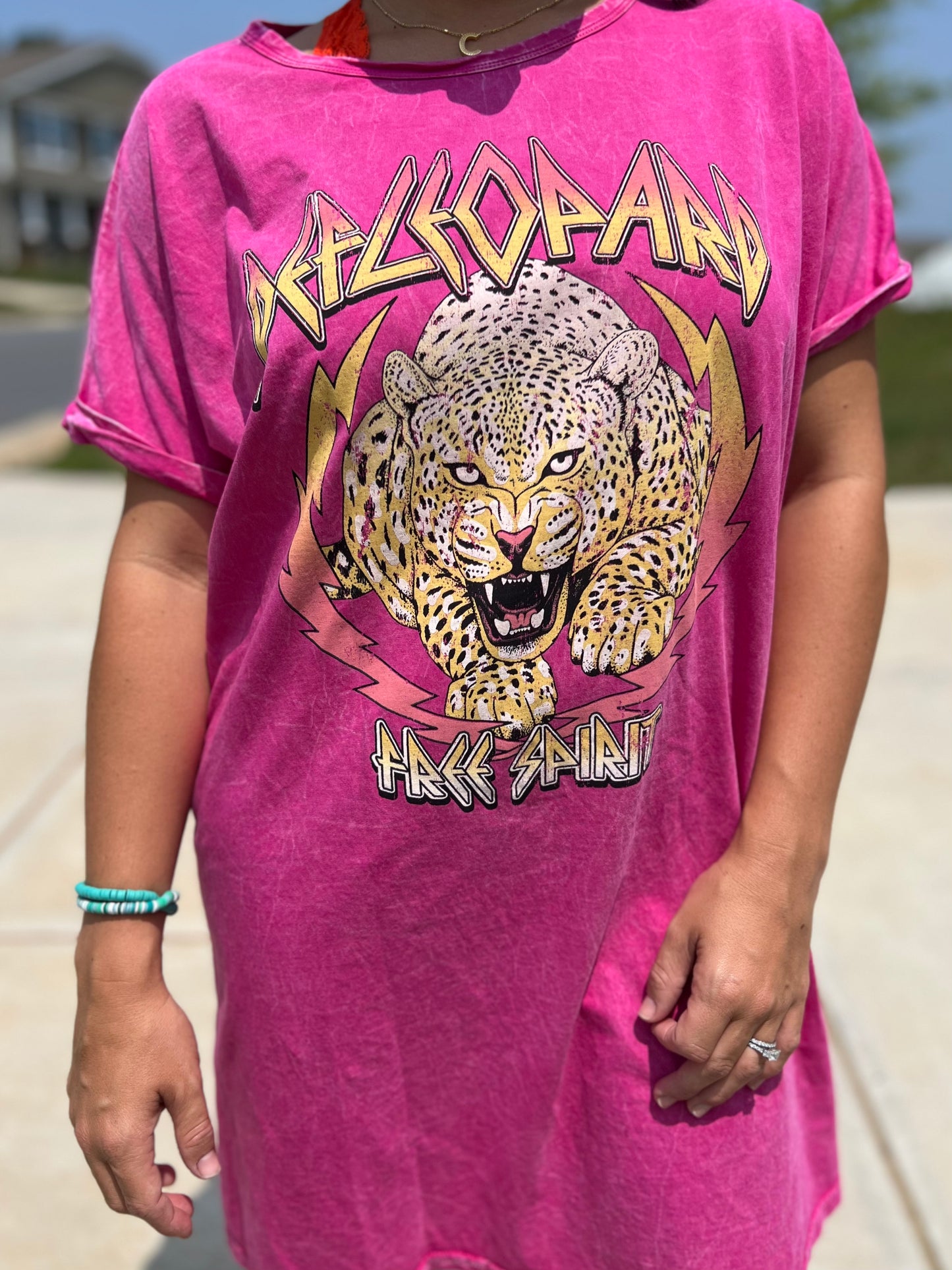 Def Leopard Graphic Tee Dress