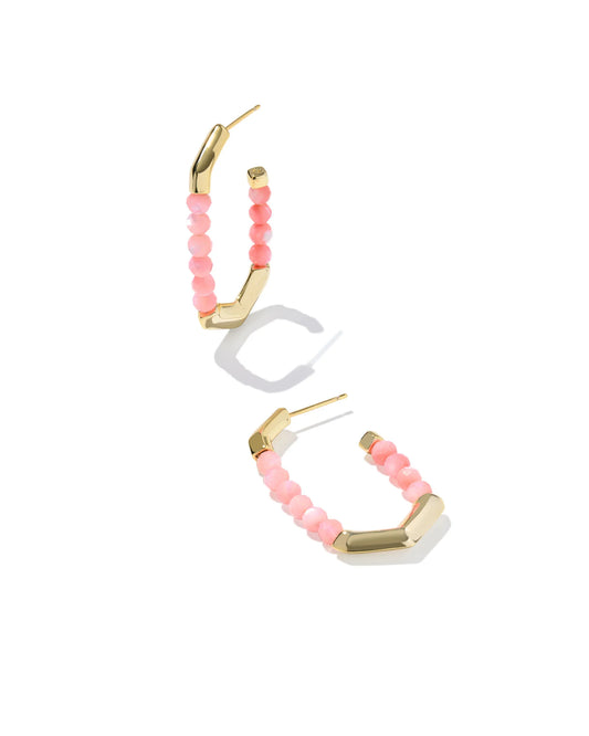 Sylvia Hoop Ear Gold Pink Chalcedony