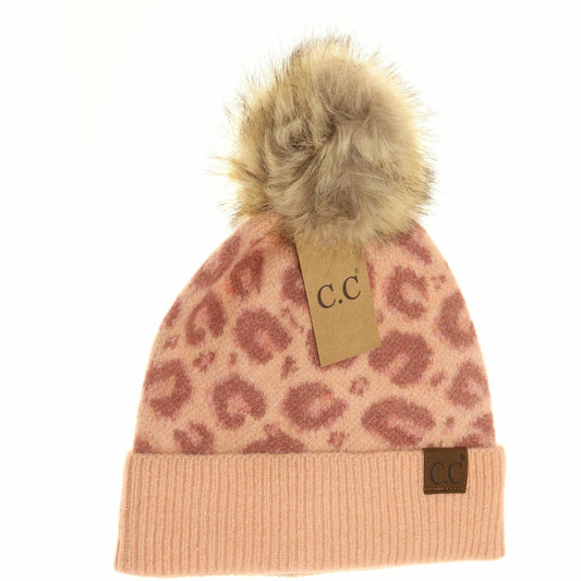 C.C. Leopard Pom Beanie