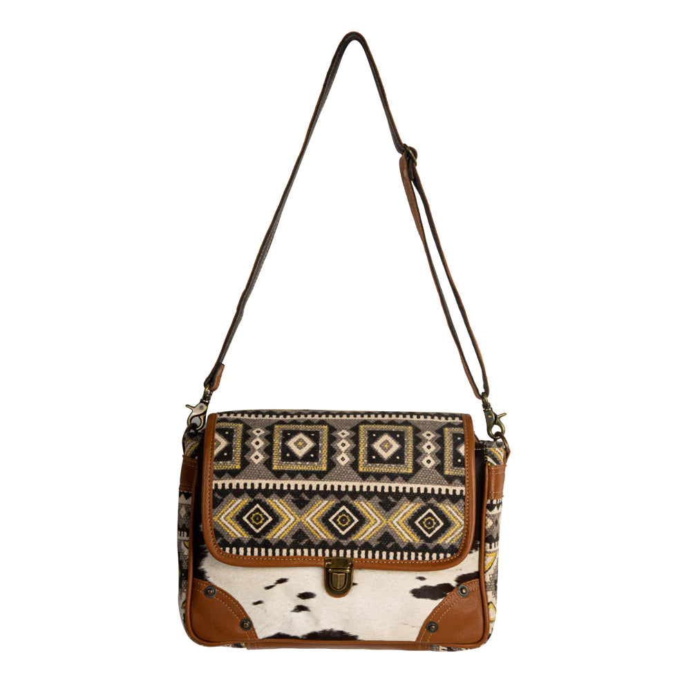 Myra Bison Ridge Messenger Bag With Hair-on Hide
