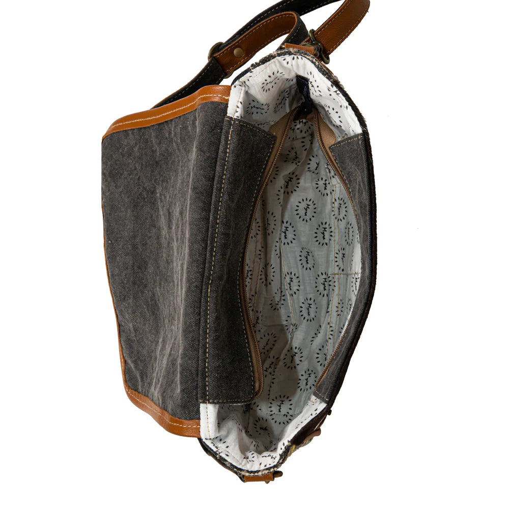 Myra Bison Ridge Messenger Bag With Hair-on Hide