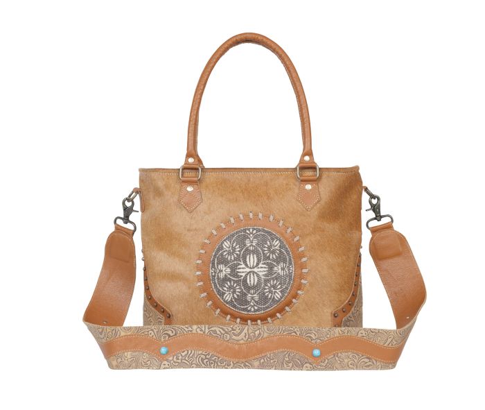 Myra Vintage Cottegecore Leather & Hairon Bag