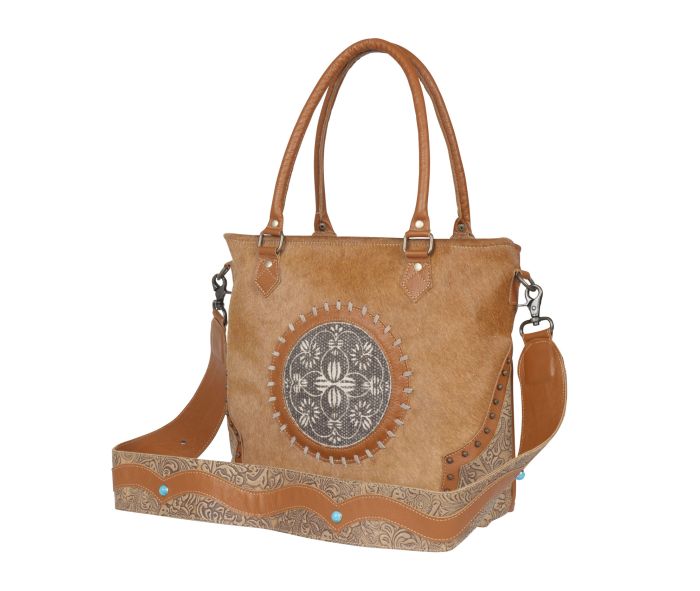 Myra Vintage Cottegecore Leather & Hairon Bag