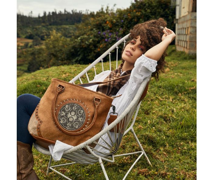 Myra Vintage Cottegecore Leather & Hairon Bag