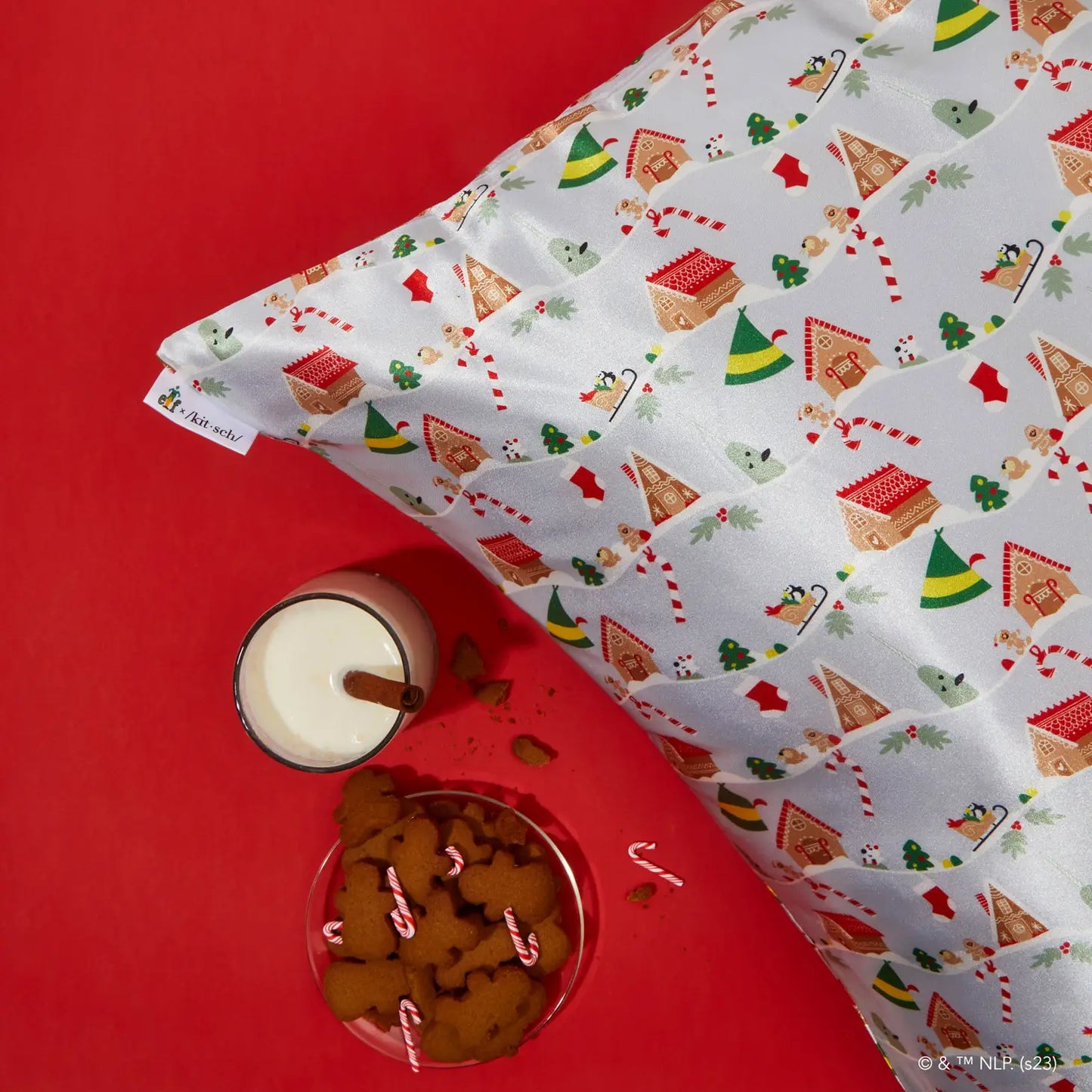 Elf X Kitsch Satin Pillowcase- Periwinkle Christmas
