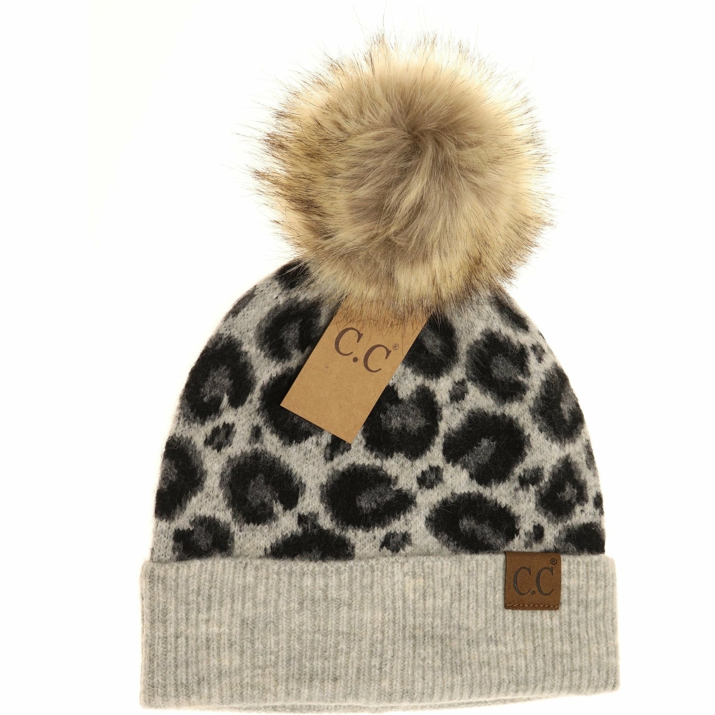 C.C. Leopard Pom Beanie