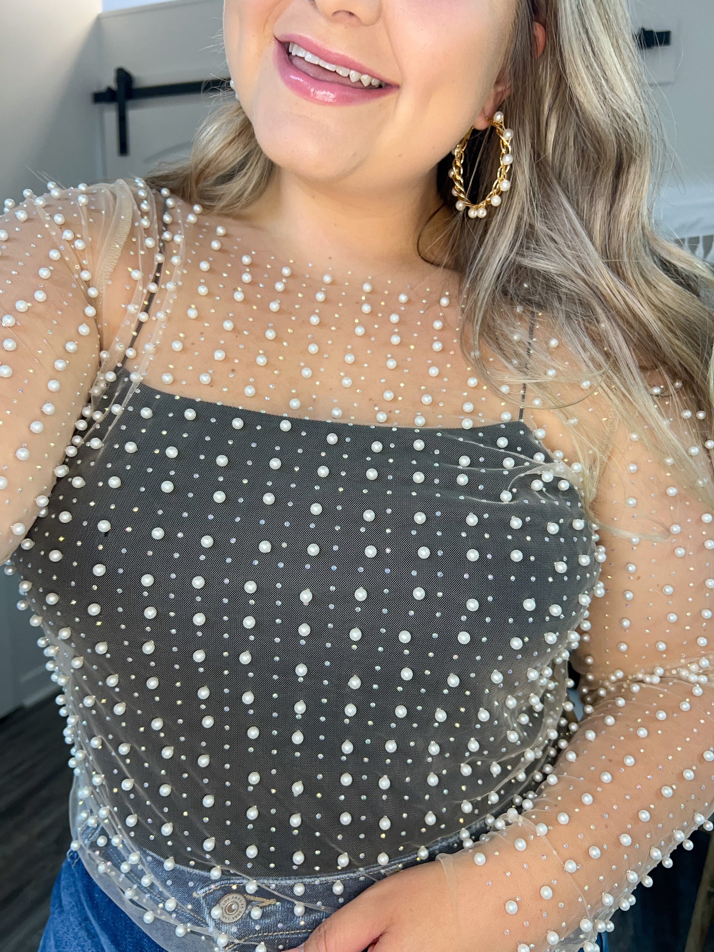 Pearl Mesh Top