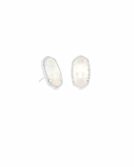 Ellie Earrings Rhodium Ivory Mother of Pearl
