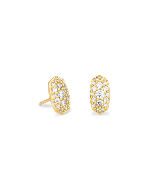 Grayson Crystal Stud Earring Gold Metal White Crystal