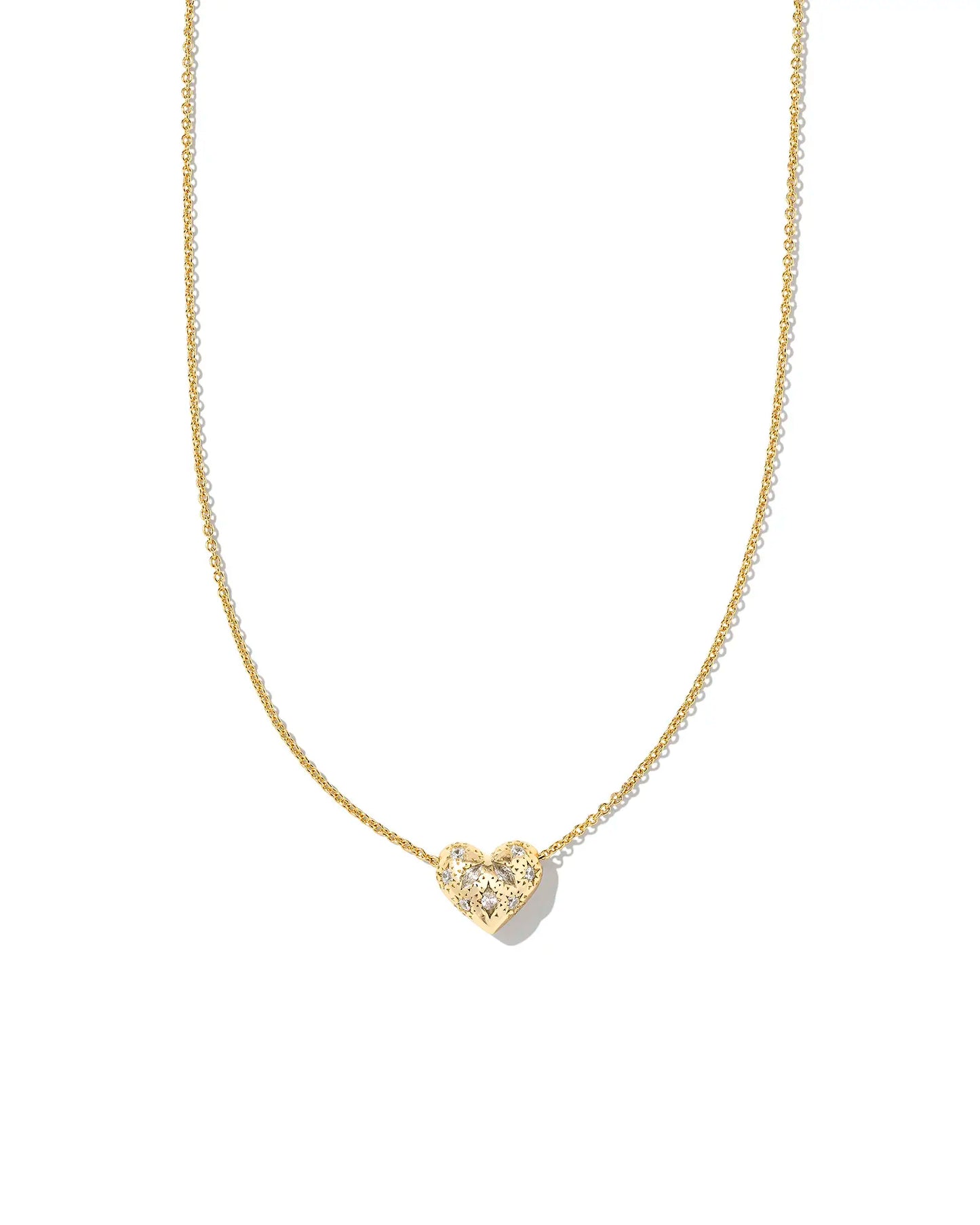 Holland Heart Necklace Gold White Crystal