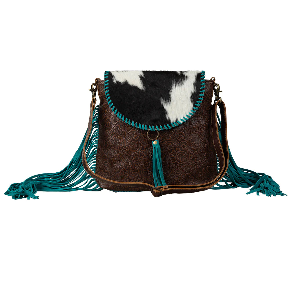 Myra Range Rider Fringed Leather & Hairon Bag