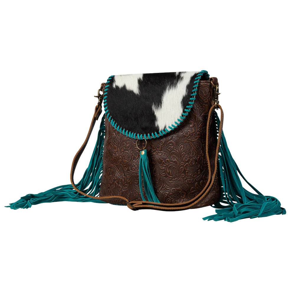 Myra Range Rider Fringed Leather & Hairon Bag