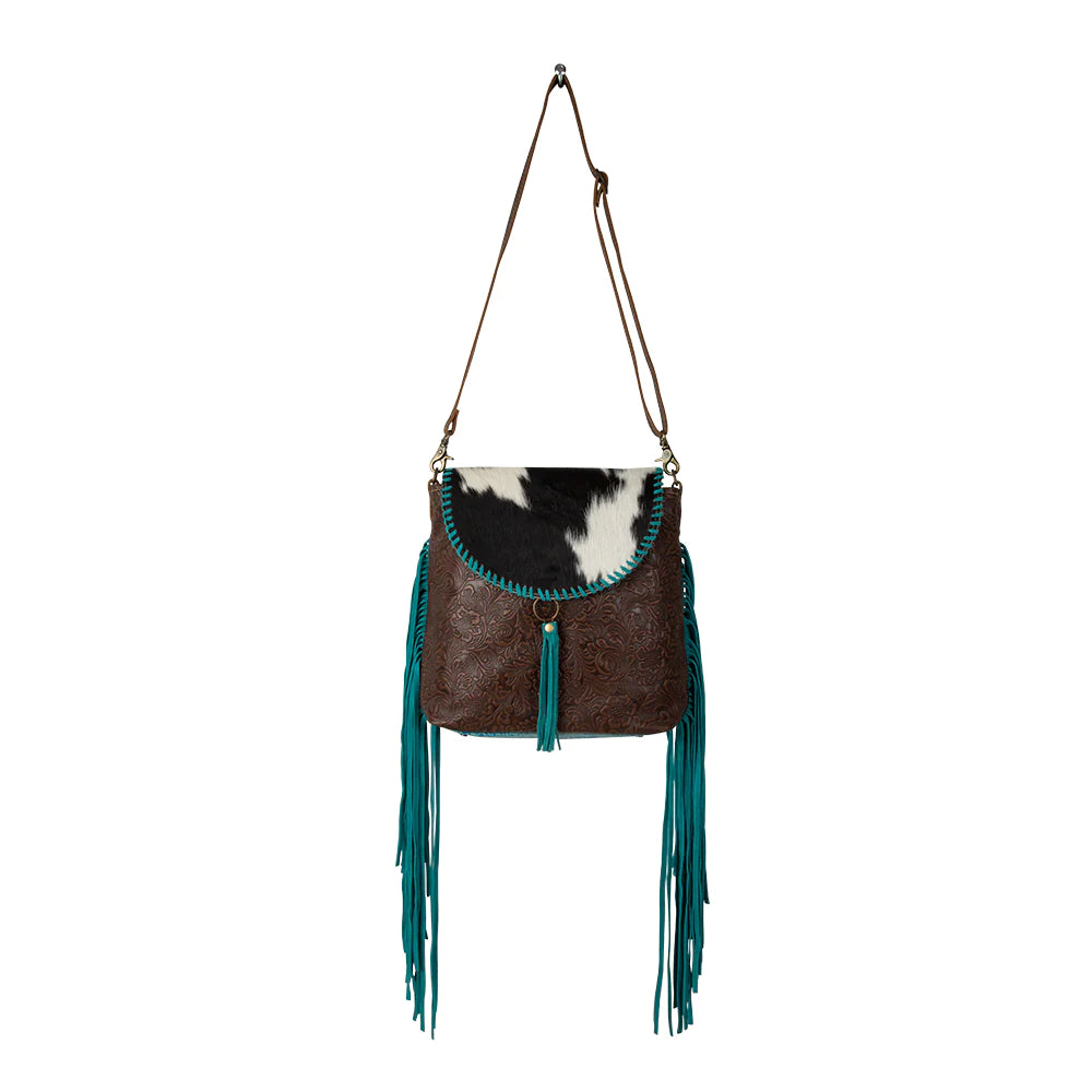 Myra Range Rider Fringed Leather & Hairon Bag