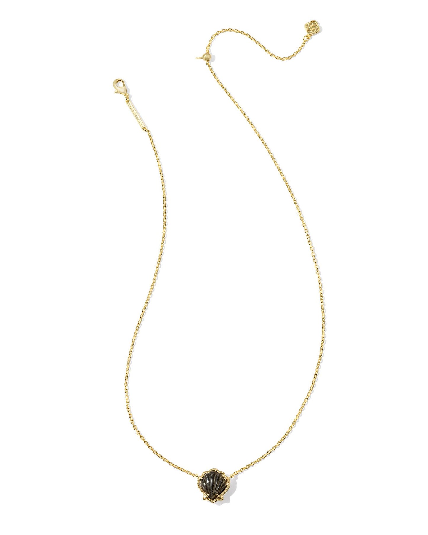 Kendra Scott Brynne Shell Pendant Necklace Gold Obsidian