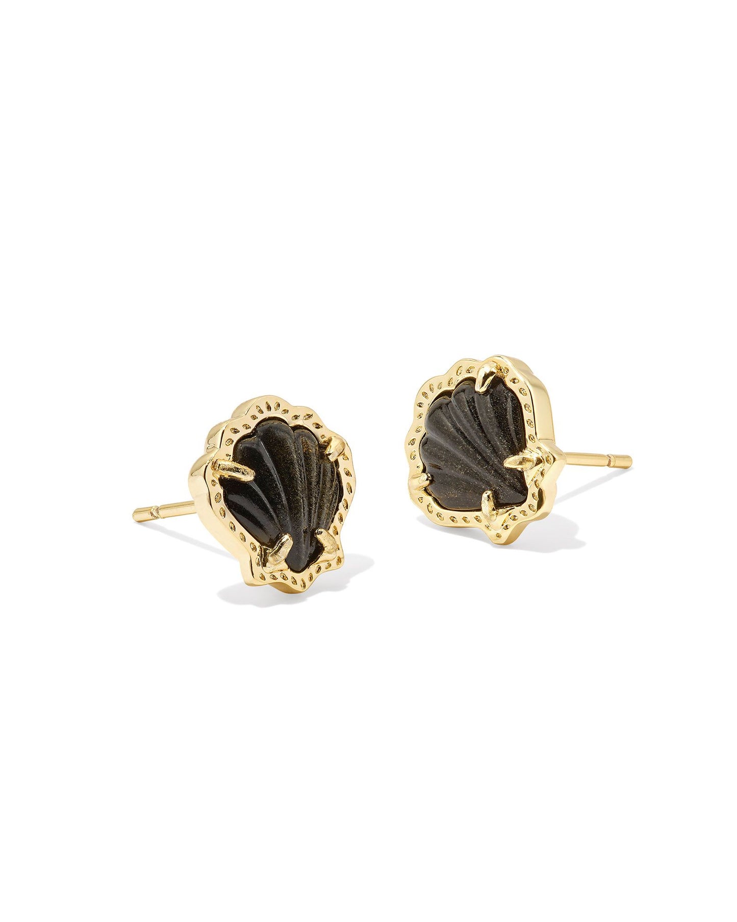 Kendra Scott Brynne Shell Stud Earrings Gold Obsidian