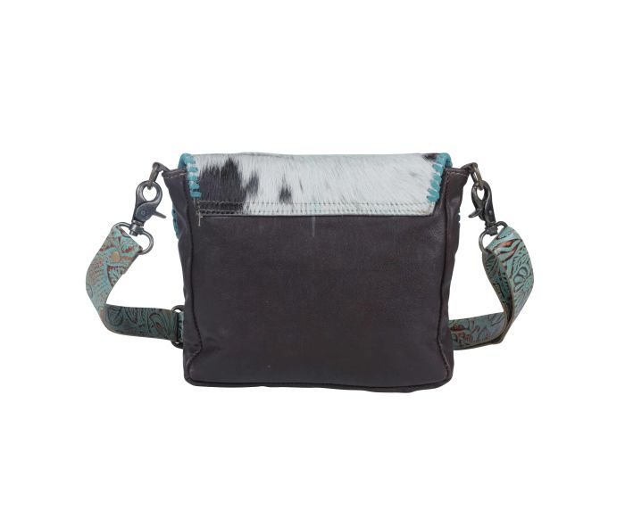 Myra Turquoise Fleurs Leather & Hairon Bag