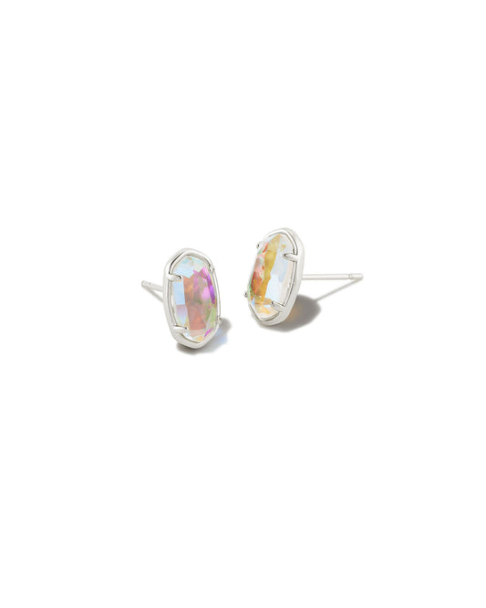 Grayson Stud Earring Rhodium Dichroic Glass