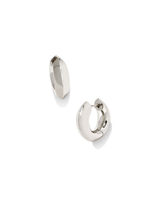 Mikki Huggie Earrings Rhodium Polished