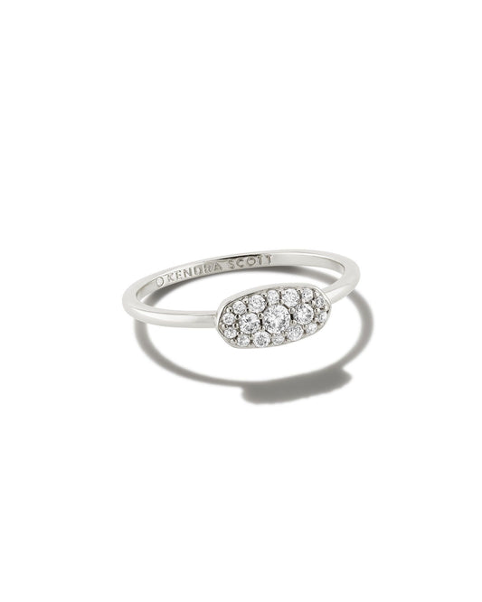 Kendra Scott Grayson Crystal Band Ring Silver White Crystal