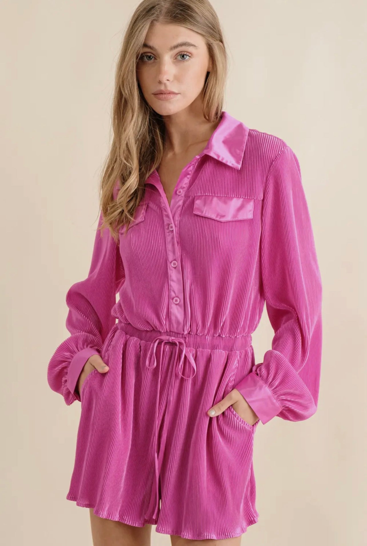 Pleated Romper- Final Sale