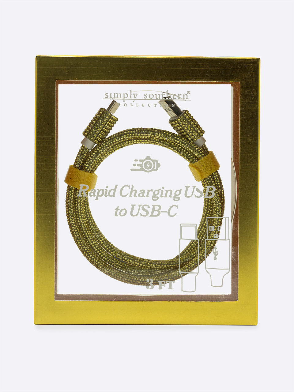 Gold Sparkle Simply Southern Rapid Charging Cable USB to USB-C