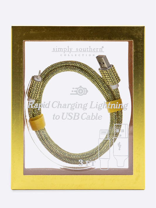 Gold Sparkle Rapid Charging Lightning to USB Cable