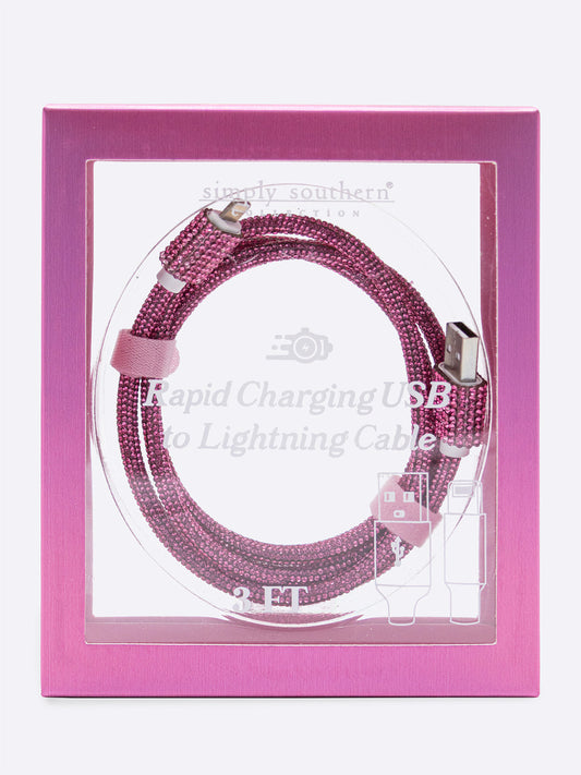 Pink Sparkle Rapid Charging Lightning to USB Cable