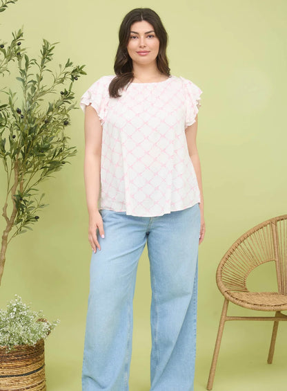 Bow Ruffle Sleeve Top