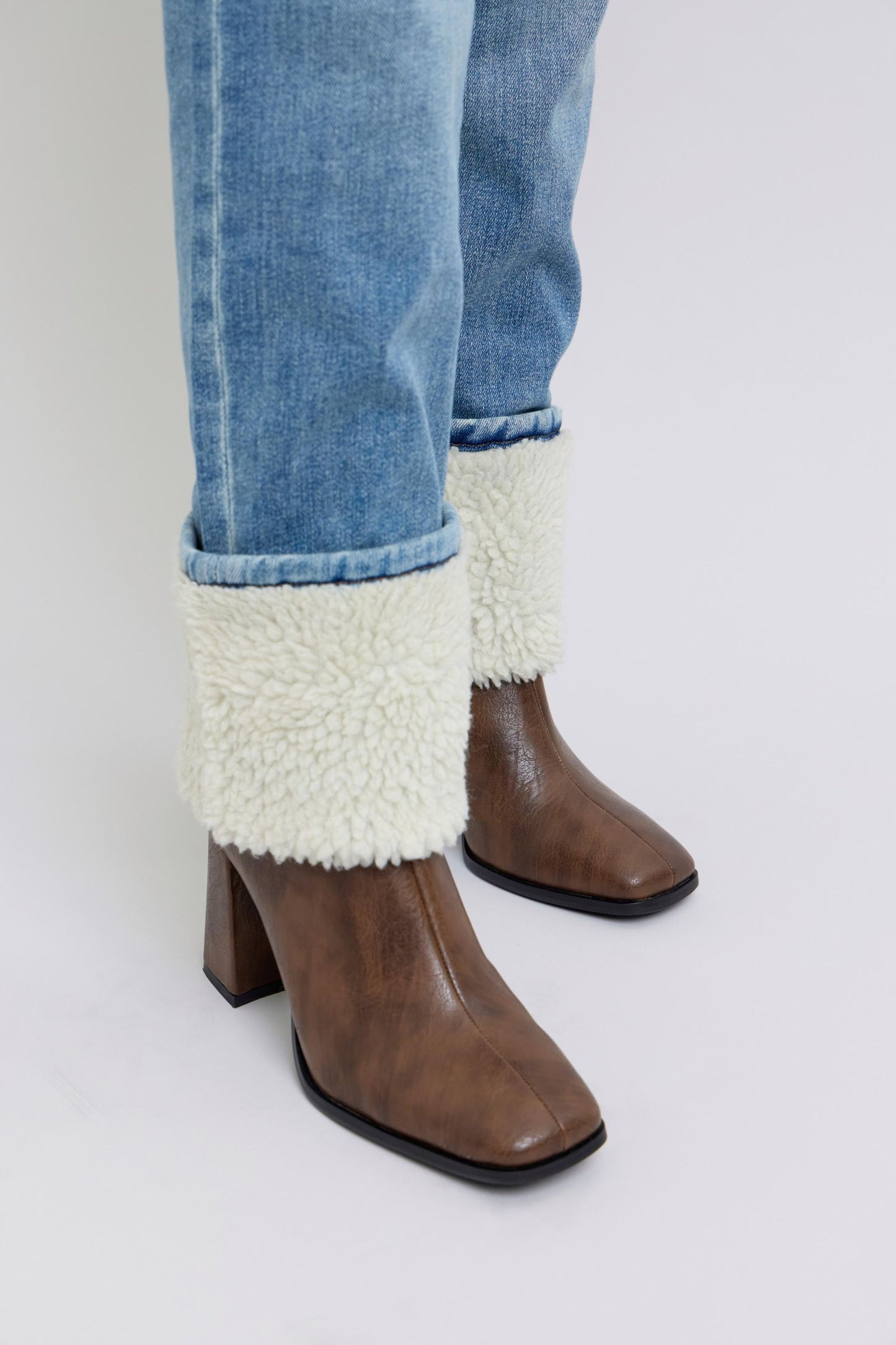 Judy Blue High Waist Shearling Cuff Straight