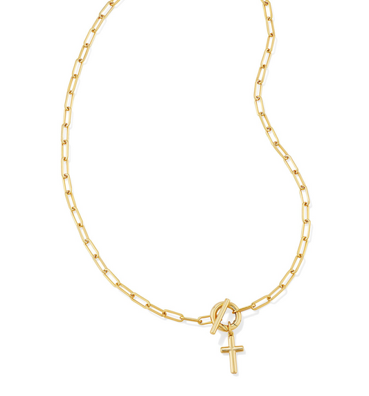 Kendra Scott Cross Link and Chain Necklace Gold Metal