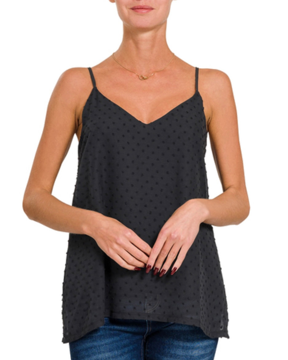 Black Swiss Dot Tank Top- Final Sale