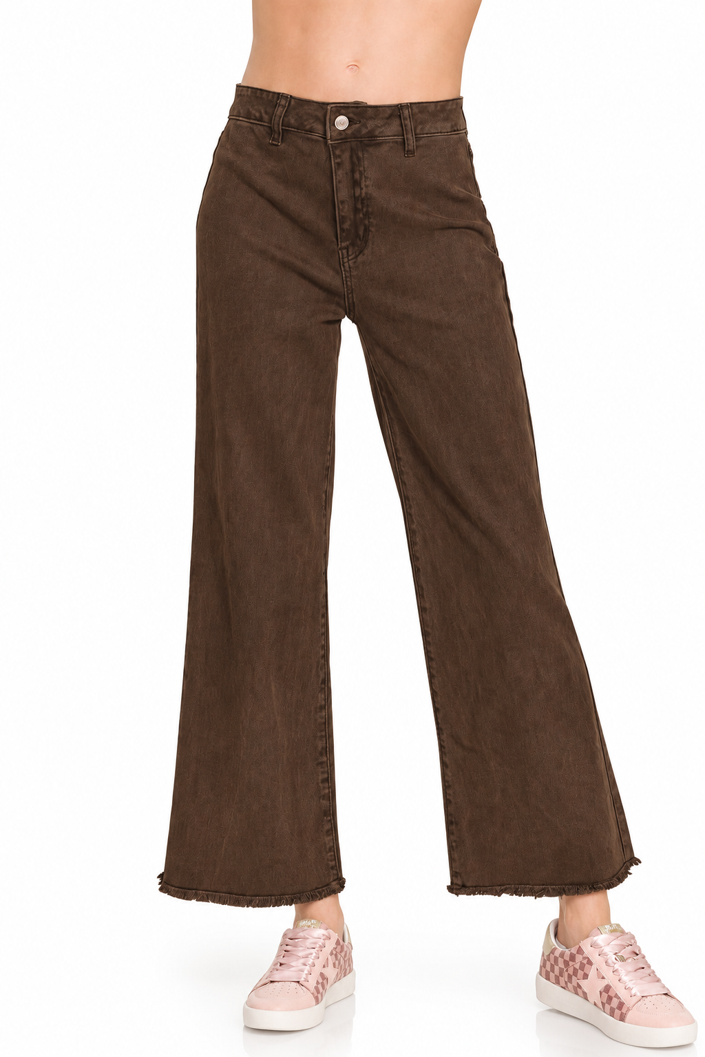 Acid Wash Frayed Hem Straight Leg Jeans