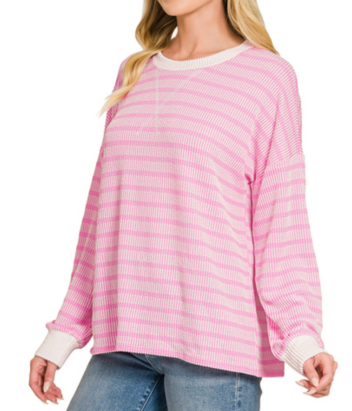 Pink Raised Rib Top