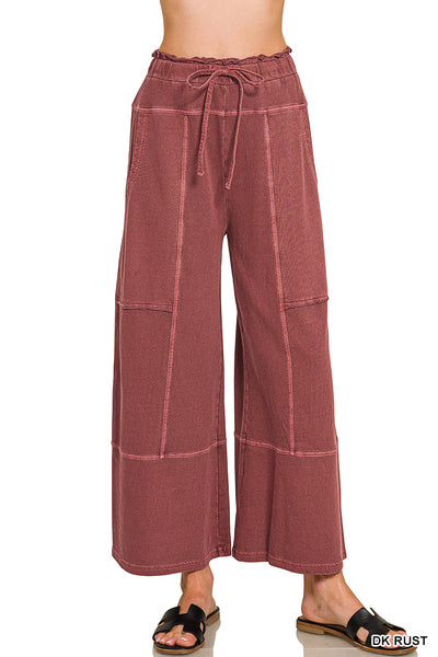 French Terry Exposed Seam Wide Leg Pants