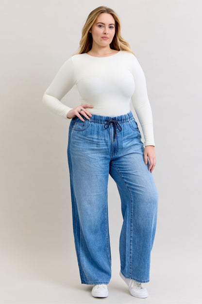 Judy Blue Wilhemina Elastic Waistband High Waist Pants